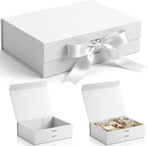 Miniatura 8 de VGOODALL Caja de regalo negra, 10.5 x 7.5 x 3.1 pulgadas, cajas de regalo para regalos con tapas, cierre magnético, caja plegable para propuesta