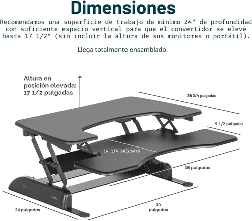 Miniatura 2 de Varidesk – Escritorio de Pie Altura Regulable – Pro Plus 36, Negro