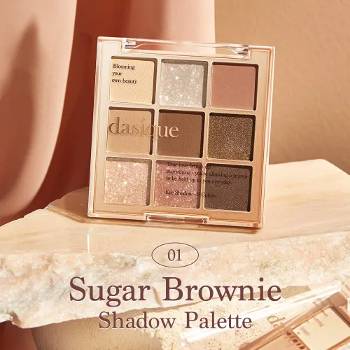 Miniatura 3 de dasique - Paleta de sombras #01 Sugar Brownie, libre de crueldad, 9 tonos combinables en acabados mate suave y brillante con hermosas perlas
