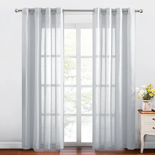 Miniatura 187 de NICETOWN Cortinas de lino de arpillera semitraslúcidas para dormitorio, con ojales en la parte superior, mezcla de lino, cortinas de privacidad