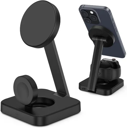 Miniatura 7 de Estación de carga inalámbrica para cargador Magsafe, cargador inalámbrico para iPhone 17/16/15/14/13 Series/Apple Watch/AirPods Pro, soporte