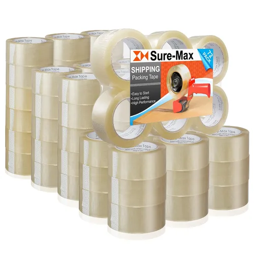 Miniatura 12 de Sure-Max Cinta de embalaje de cartón premium de 1.8 mil 330 pies (110 yardas), transparente, 6 rollos