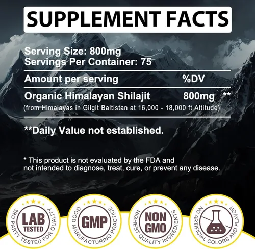Miniatura 8 de Shilajit - Resina Shilajit orgánica pura del Himalaya – 800 mg de grado dorado natural Shilajit con más de 85 ácido fúlvico y oligominerales