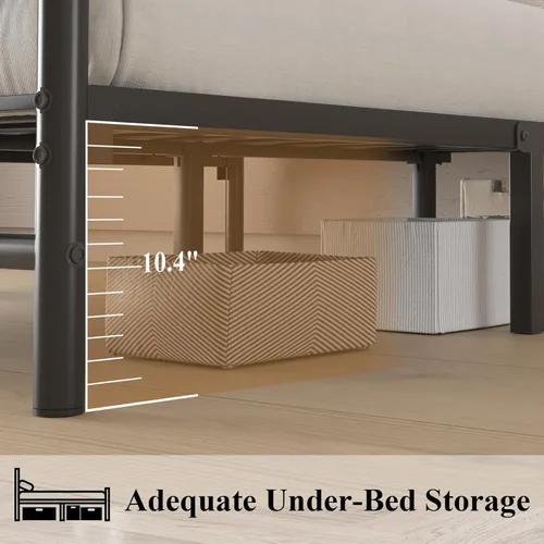 Miniatura 3 de LOEWAY Base de cama de metal tamaño individual con cabecero y estribo clásicos, marco de cama de plataforma para niños, soporte de listones de metal