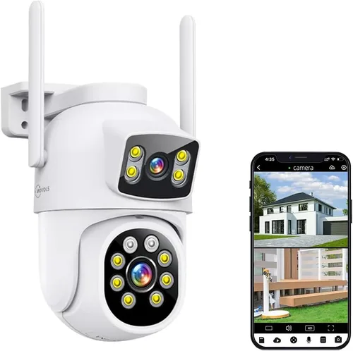 Miniatura 10 de MOVOLS Sistema de cámara de seguridad inalámbrica 5G/2.4G WiFi 4 cámaras de 4MP+4MP con lente dual con pantalla LCD de 10" Sistema NVR, cámaras PTZ