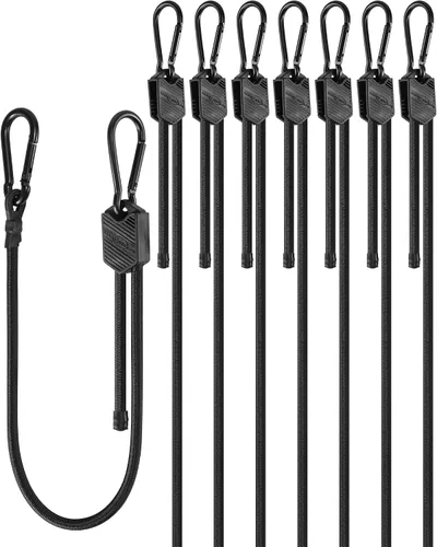 Miniatura 16 de Paquete de 4 cordones elásticos planos ajustables de 3 vías con ganchos, fácil de ajustar la longitud de los 3 lados, Lucky Straps 30 pulgadas