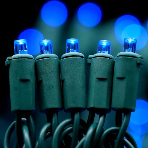 Miniatura 5 de YULETIME 200 luces LED de Navidad azules de gran angular, 66 pies, cable verde, certificado UL, 0.197 in, juego de luces navideñas (azul) Stay