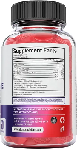 Miniatura 9 de Atlantis Nutrition Gomitas de apoyo inmunológico 8 en 1 con saúco Suplemento inmunológico con saúco, quercetina, zinc, vitamina C - Potenciadores