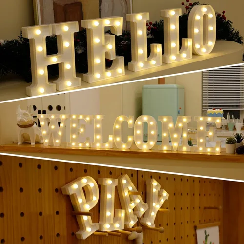 Miniatura 6 de Letrero LED de Marquesina con Letras Iluminadas, Letrero del Alfabeto Iluminado, Luces LED de Letras con Batería para Luz Nocturna, Boda
