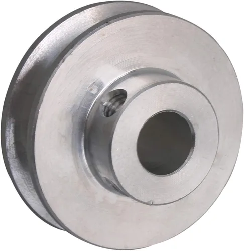 Miniatura 2 de 1.2x0.6x0.3 in aleación de aluminio de plata 0.3 in fijo sola rueda de polea en forma de V de orificio único para eje de motor 0.1-0.2 in PU correa