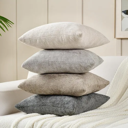 Miniatura 5 de Volcanics Juego de 4 fundas de almohada bohemias de 20 x 20 pulgadas, fundas de cojín decorativas de felpilla neutra para sofá, dormitorio, sala