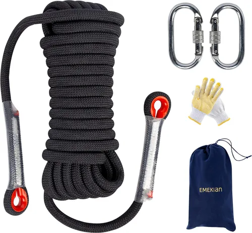 Miniatura 20 de Cuerda de escalada para interiores y exteriores, 10/12/0.551 in (32FT/49FT/65FT/98FT), cuerda de escalada en roca estática para cuerda de escape