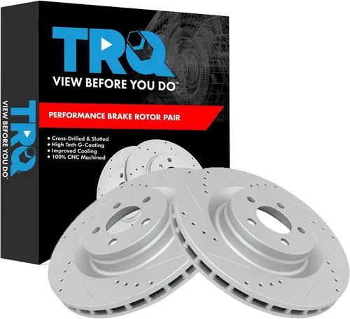 Miniatura 12 de TRQ Juego de rotores de freno de rendimiento trasero con revestimiento G premium compatible con Mazda 6 2014-2021