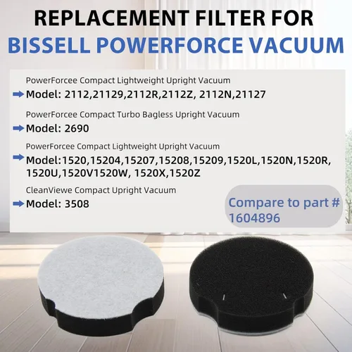 Miniatura 2 de Paquete de 4 filtros de repuesto para aspiradora Bissell PowerForce Compact Lightweight 1520 2112, compatible con limpiador Bissell Turbo sin bolsa