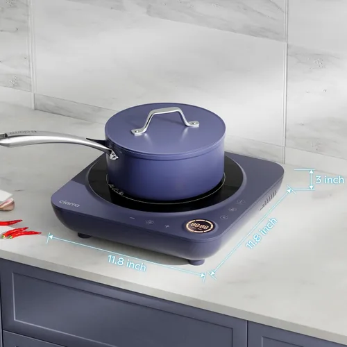 Miniatura 9 de CIARRA CATIH1A-M Placa de Inducción Portátil, Quemador Eléctrico Individual Delgado para Encimera con Sensor Táctil y Temporizador Digital, Azul
