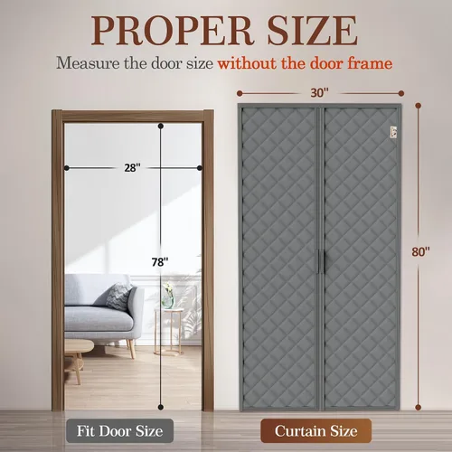 Miniatura 2 de Yotache - Cortina magnética aislada térmica para puerta, se adapta a puertas de 28 x 78 pulgadas, cortina de 30" x 80", material Oxford resistente a