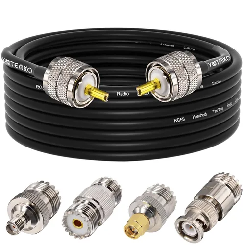 Miniatura 38 de Cable de puente PL259 de 1 pie - Cable coaxial RG58 de 15 pulgadas corto 50 ohmios coaxial para medidor SWR radio de radioaficionado radio CB