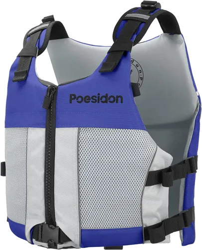 Poseidon Chaleco salvavidas ajustable de seguridad acuática - Diseño clásico unisex con compartimentos de almacenamiento frontal/trasero para