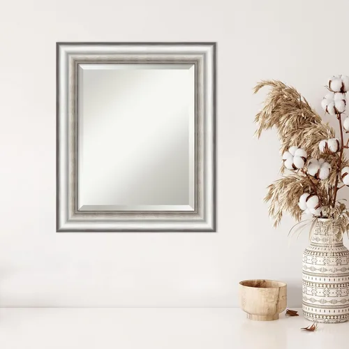 Miniatura 5 de Amanti Art Espejo de pared plateado de 25 x 21 pulgadas, espejo rectangular plateado de salón para baño, decoración de pared de sala de estar, marco
