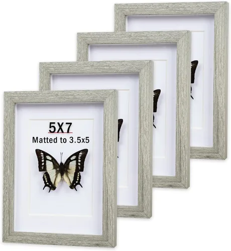 Miniatura 12 de Marco Shadow Box, juego de 4 portarretratos para pared, marcos de fotos rústicos de madera de granja con vidrio templado para galería de pared