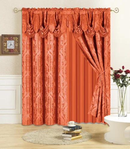 Miniatura 12 de All American Collection Nuevo juego de cortinas de 4 piezas con cenefa adjunta y transparente con 2 alzapaños incluidos