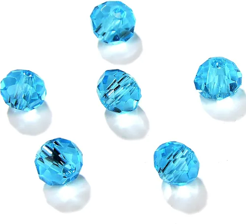 Briolette de 0.157 in, 1350 cuentas de cristal color aguamarina pequeñas con forma de rondelle facetado, cuentas espaciadoras de cristal para