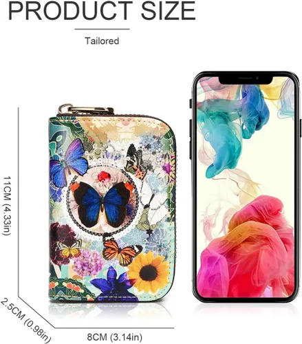 Miniatura 5 de APHISON - Tarjetero con protección RFID, carteras , funda para tarjetas de cuero con cremallera para mujerniñacaja regalo