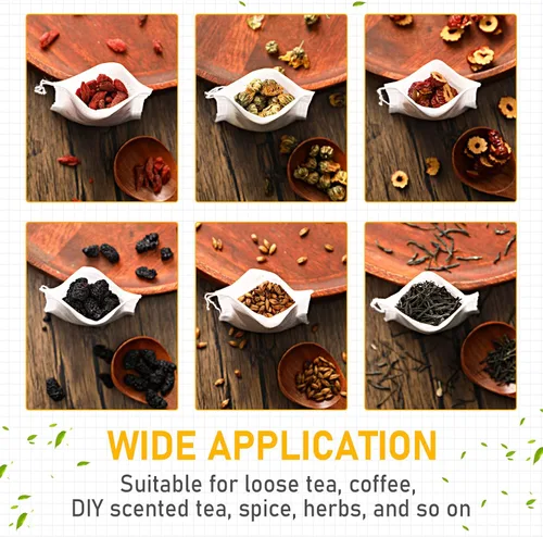 Miniatura 3 de 1000 bolsas de té desechables a granel para té de hojas sueltas, cordón, bolsas de café vacías, filtro infusor para café, especias, hierbas