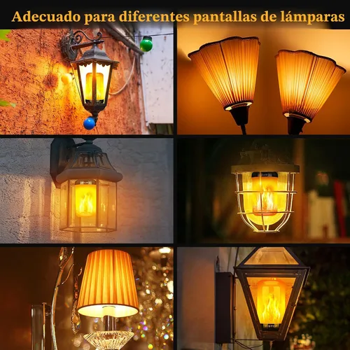 Miniatura 4 de Y- STOP Bombillas LED de llama mejoradas, 4 modos de luz parpadeante para exteriores con efecto invertido, bombilla de llama de base E26