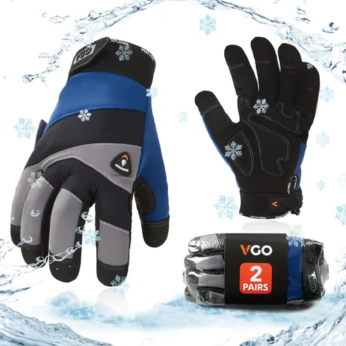 Miniatura 6 de Vgo... -20℃/-4°F COLDPROOF,Winter Work Gloves, Oil Resistant, Water Resistant & Windproof Gloves(Black&Gray,SL7721FW)
