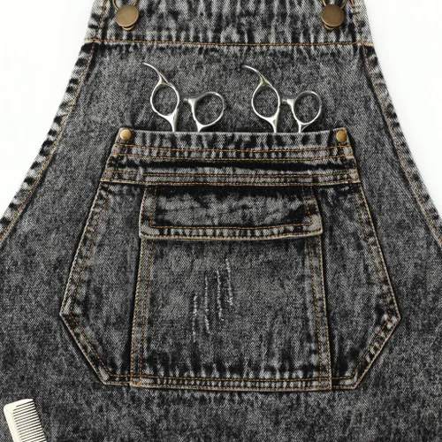 Miniatura 7 de Jeanerlor - Delantal de trabajo de artista de mezclilla de algodón con bolsillos, correas cruzadas y ajustable, Negro