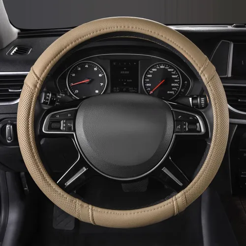 Miniatura 2 de Nuevo, cuero clásico automotriz volante universal cubiertas Car Pass, Beige