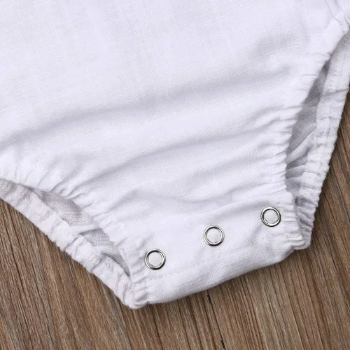 Miniatura 6 de Mubineo Overol básico liso para bebé, recién nacido, de lino, pantalones cortos