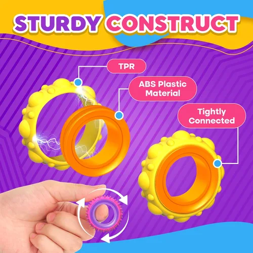 Miniatura 3 de Anillos sensoriales para inquietos para niños: paquete de 12 anillos giratorios - Juguetes de textura para el estrés de niños con autismo, calmantes