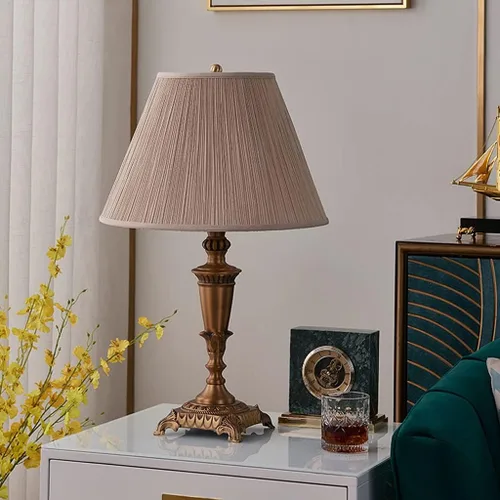 Miniatura 6 de Lámpara de escritorio de estilo chino, lámpara de mesa de cobre, lámpara de noche para dormitorio, decoración moderna de sala de estar, lámparas