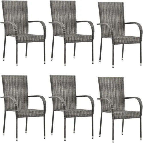 Miniatura 9 de 2 sillas de comedor de ratán para patio, sillas de patio apilables para exteriores, ratán de polietileno con reposabrazos y marco de acero, juego