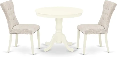 Miniatura 16 de East West Furniture ANGA3-ABK-24 - Juego de comedor de 3 piezas para espacios pequeños que contiene una mesa de cocina redonda con pedestal y 2