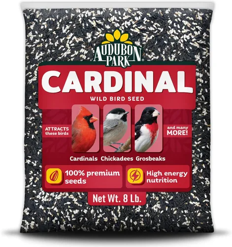 Audubon Park Semilla Silvestre para Pájaros Cardenal – 8 lb. Sin maíz, milo o mijo – Mezcla de girasol y cártamo – Alimento para pájaros para