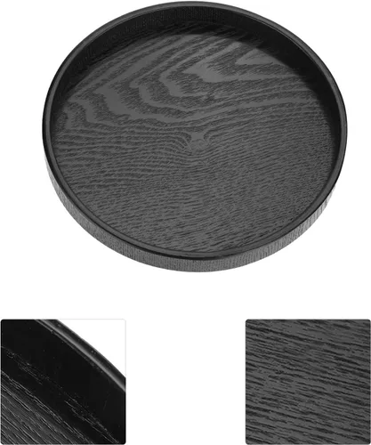 Miniatura 7 de Bandeja de té de madera, forma redonda, té de madera, café, aperitivos, comidas, plato de servicio, bandejas de restaurante de 11.8 in