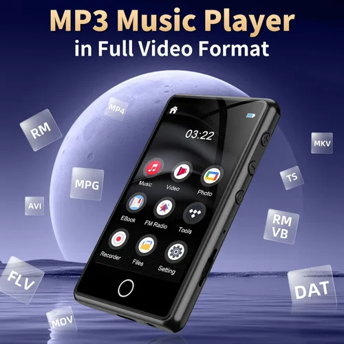 Miniatura 3 de Reproductor de MP3 para niños, reproductor MP3 Bluetooth de 80 GB, reproductor de música digital portátil HiFi Sound Formato de video completo, Negro