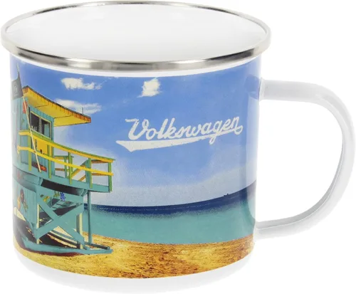 BRISA VW Collection - Taza grande esmaltada para café y té Volkswagen para acampar y al aire libre, T1 autobús autocaravana (16.9 fl oz/16.9 fl