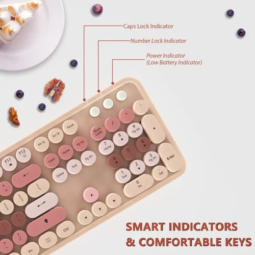 Miniatura 3 de Combo de teclado y mouse inalámbricos colorido - Teclado inalámbrico de 104 teclas con almohadilla numérica para PC Windows, portátil, laptop