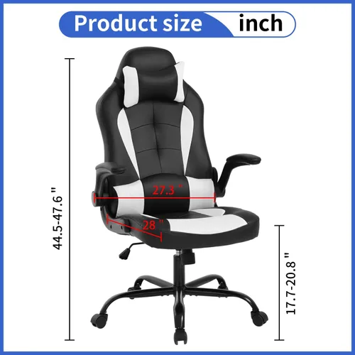 Miniatura 2 de BLKMTY Silla ergonómica para computadora para juegos de PC, silla giratoria ajustable de carreras de videojuegos con soporte lumbar y reposacabezas