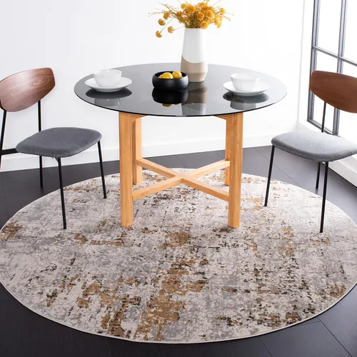 Miniatura 12 de SAFAVIEH Shivan Collection - Alfombra decorativa de 2 pies 2 pulgadas x 4 pies, gris y dorado, diseño abstracto moderno, no desprende pelusa