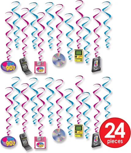 Miniatura 3 de Beistle 53489 I Love The 90's Whirls, 24 piezas, 15"-28", multicolor