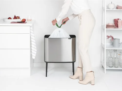Miniatura 6 de Brabantia Bo Cubo de basura - 1 cubo interior de 9.5 galones (acero mate FPP) cubo de basura para residuos/reciclaje, compartimento extraíble +
