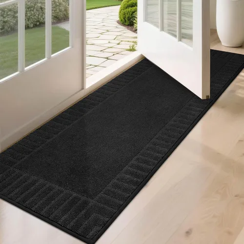 Miniatura 9 de BEQHAUSE Alfombra Antideslizante para Puerta Principal Alfombra Lavable de Bajo Perfil para Entrada Alfombras para Puerta Principal Trampa para Negro
