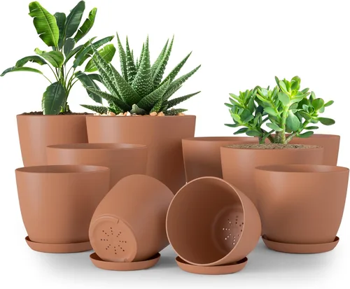 Miniatura 11 de Utopia Home - Macetas de Interior con Drenaje - Macetas de Flores de 7/6.6/6/5.3/4.8 Pulgadas para Plantas de Interior - Juego de 5 Macetas