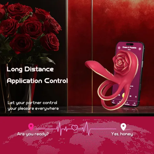 Miniatura 5 de Anillo vibrador para el pene con estimulador de clítoris rosa, vibrador de anillo para el pene para parejas, juguetes sexuales para hombres y Rojo