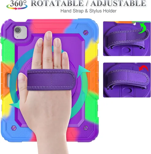 Miniatura 2 de SEYMAC stock Funda para iPad Mini 7 (A17 Pro) 2024/Mini 6 de 8.3 pulgadas con protector de pantalla portalápices [correa de mano giratoria 360]
